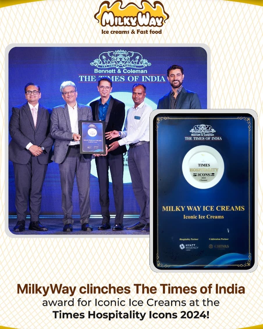 MilkyWay receives the Times Hospitality Icons 2024 award for Iconic Ice Creams